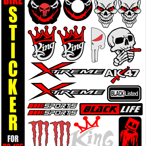Custom Bike Stickers for CG-125 - Stylish Skull, King, Xtreme, and Sports Themes
